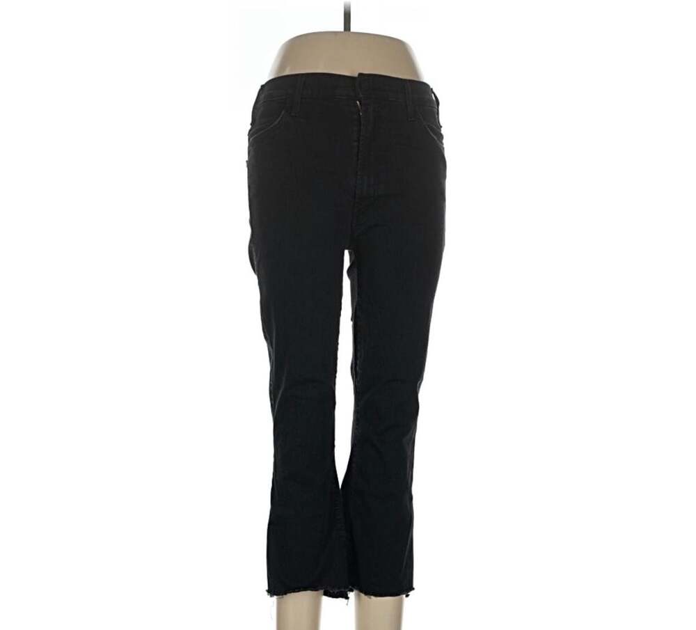 Mother The Hustler Ankle Fray Black Cropped Jeans Size 30